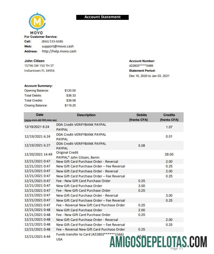 USA MOVO Excel Pdf examplo
